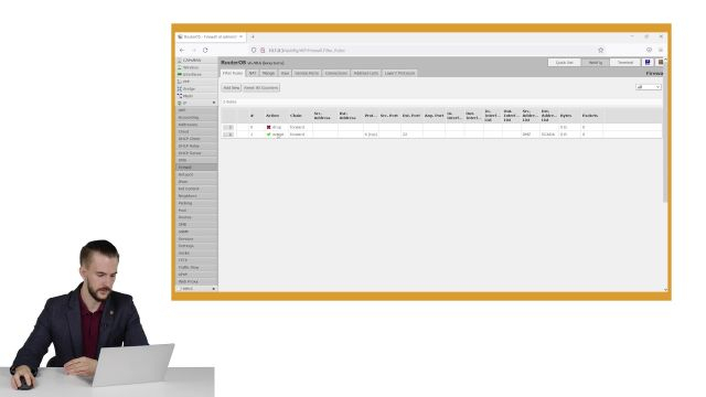 Создание политики межсетевого экранирования ПО Mikrotik